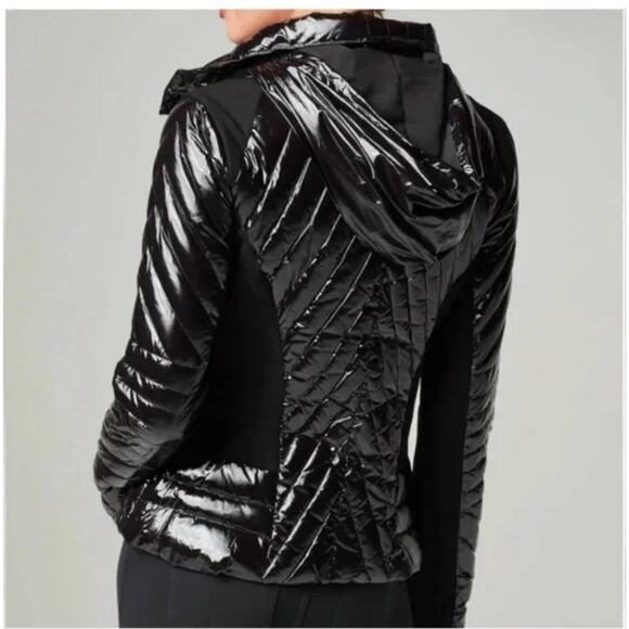 Blanc Noir Motion Panel Shiny Black Quilted Puffer Jacket Size Medium ๐ค๐ - Picture 3 of 7